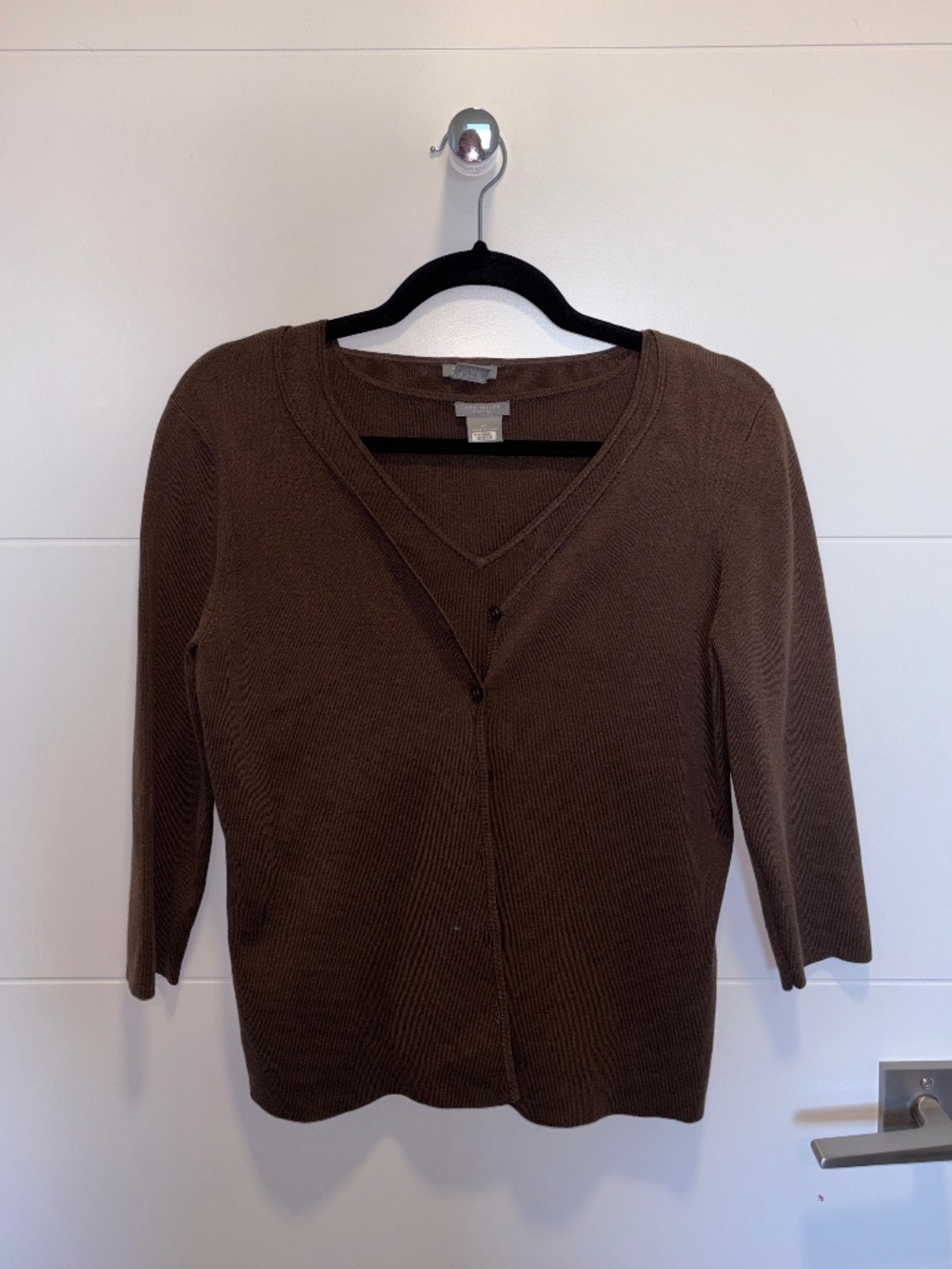 Ann Taylor Petites Brown Silk Blend Cardigan & Tank Sweater Set S MP